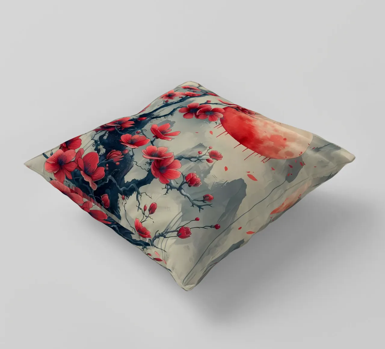 Japanische Mondblumen Kissen von Rebecca Clark Wyrick
