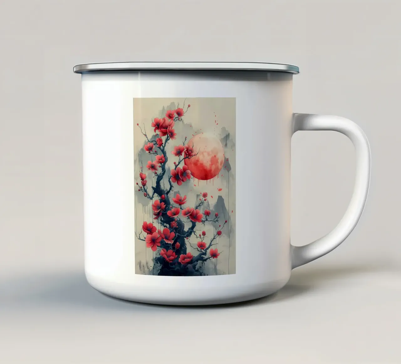 Fiori di luna giapponesi tazza in smalto da Rebecca Clark Wyrick
