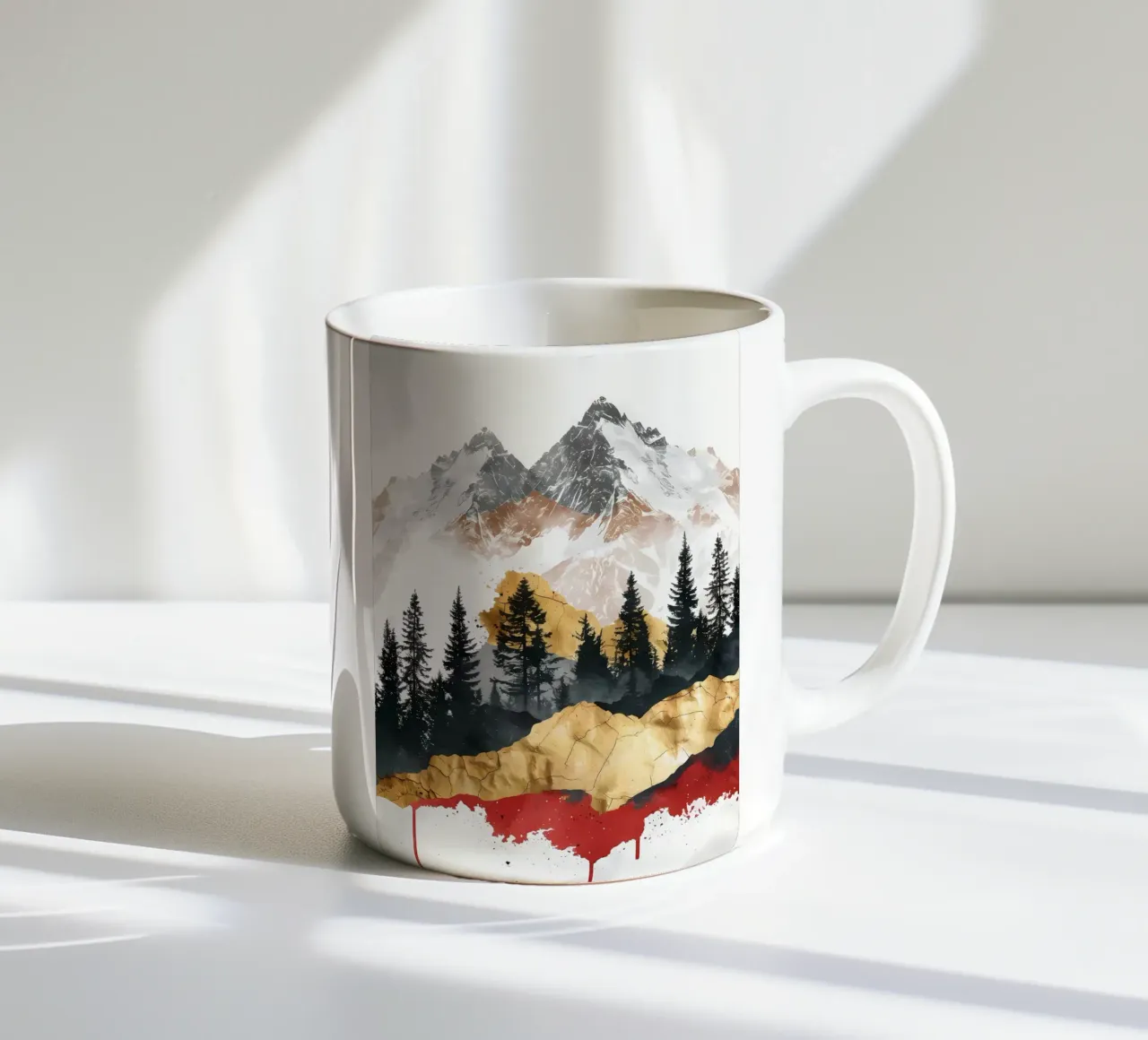 Berglandschap Zonsondergang keramische mok van Albert S Jacob