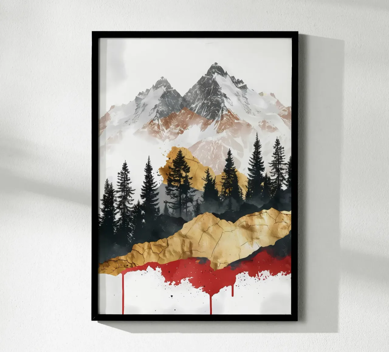 Paesaggio montano al tramonto poster con telaio in alluminio da Albert S Jacob