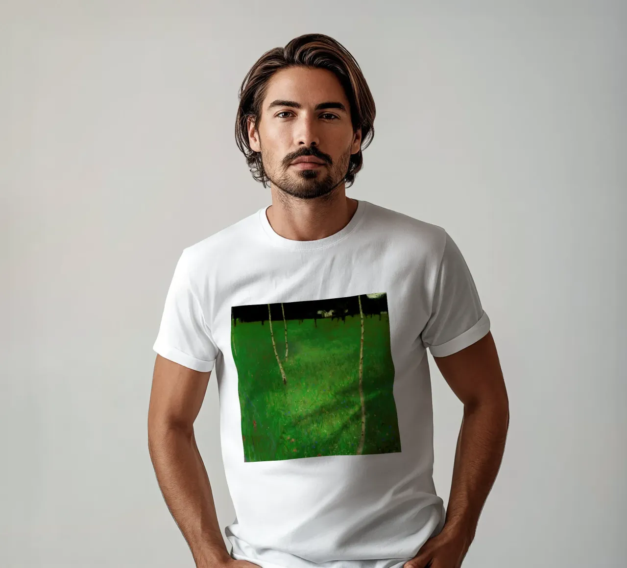 Klimt - Farmhouse with Birch Trees t-shirt da ARTOTHEK