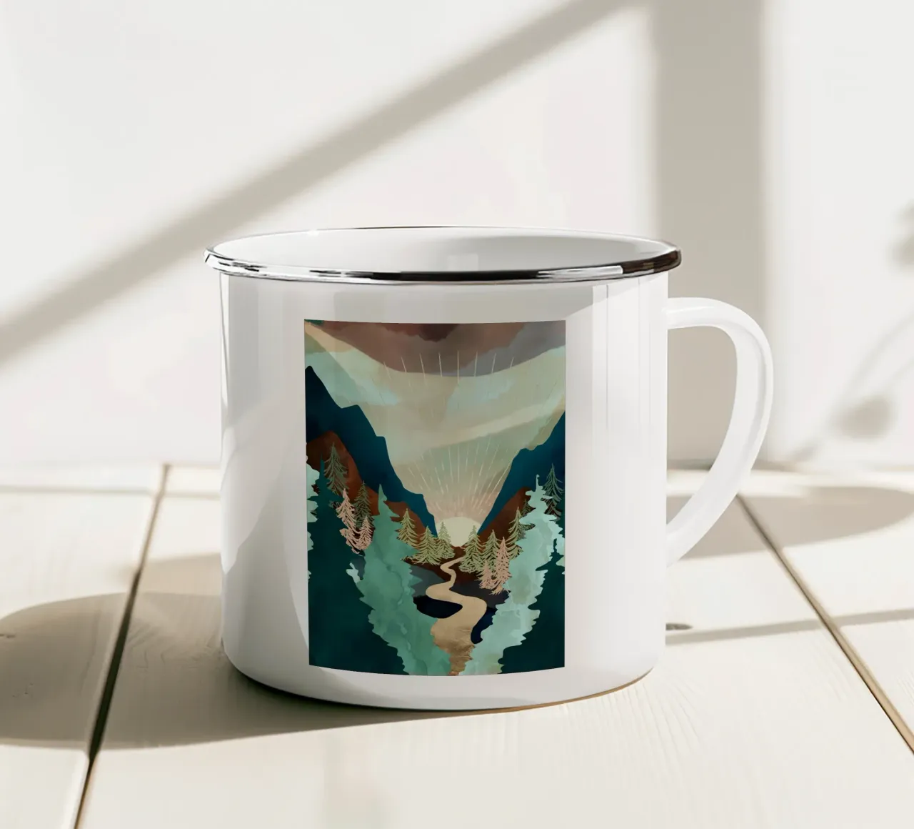 Paesaggio d'oro tazza in smalto da Albert S Jacob