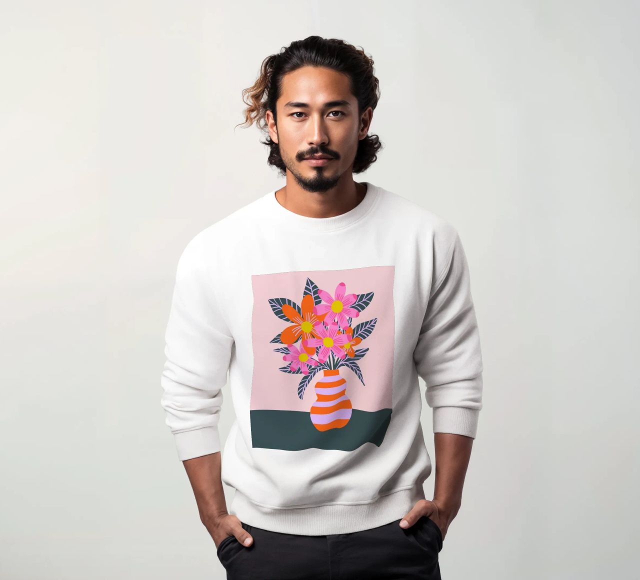 Flores de colores en un jarrón sudadera de Wackapacka