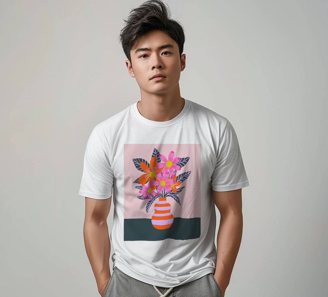Fiori colorati in un vaso t-shirt da Wackapacka