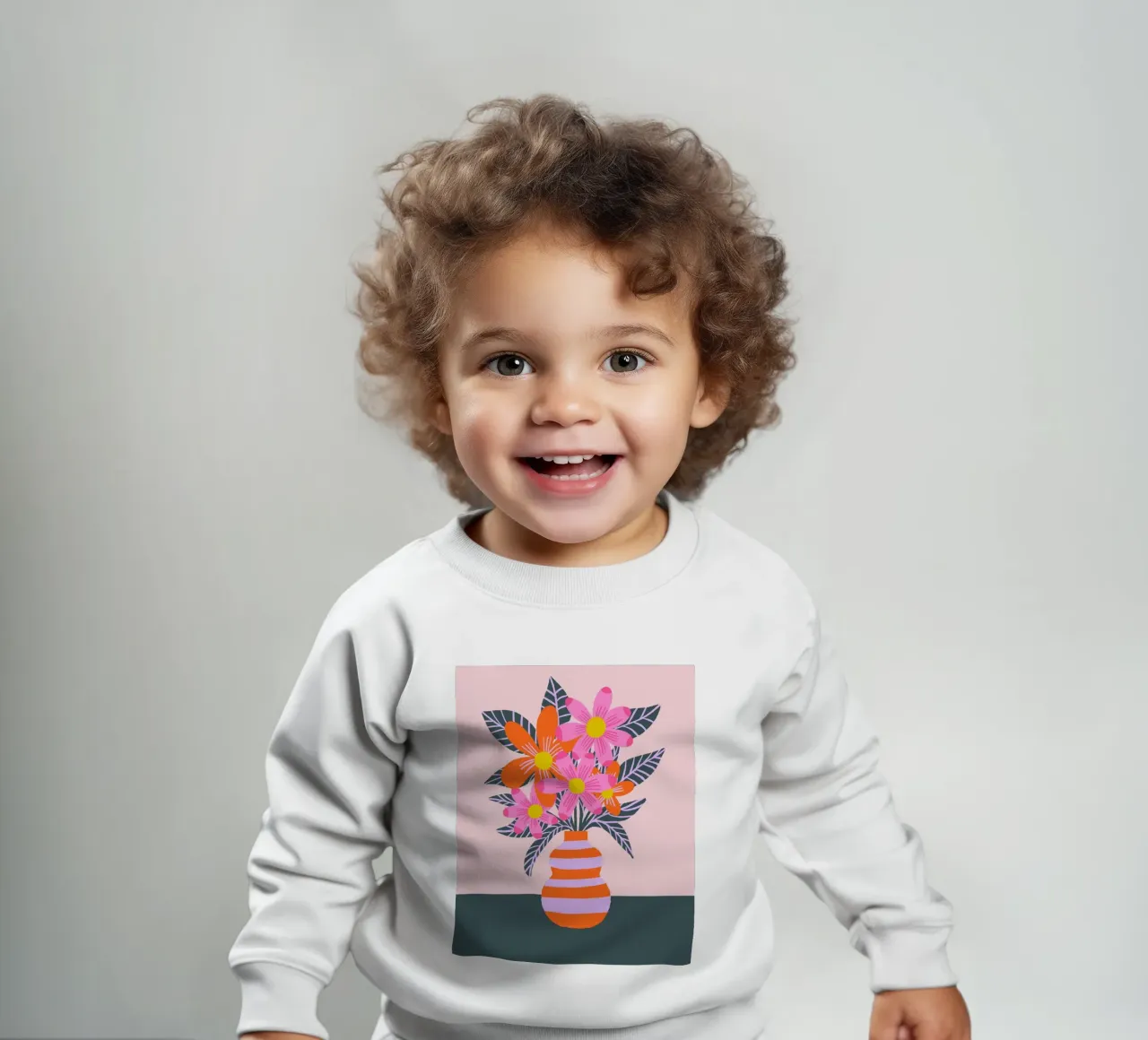 Kleurrijke bloemen in een vaas baby sweatshirt van Wackapacka