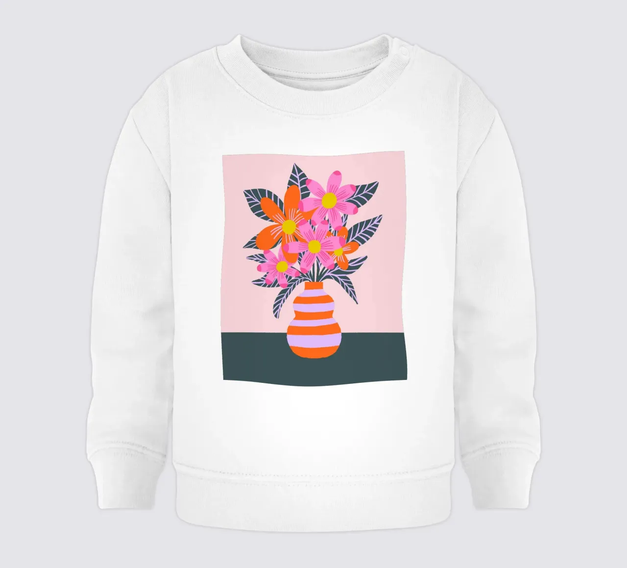 Kleurrijke bloemen in een vaas baby sweatshirt van Wackapacka