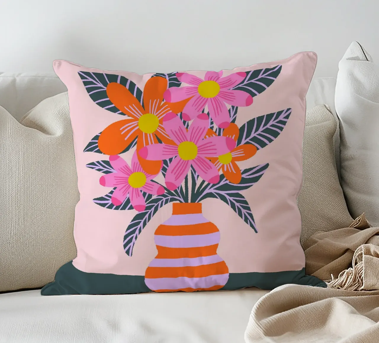 Colorful Flowers In a Vase decorative cushion by Wackapacka