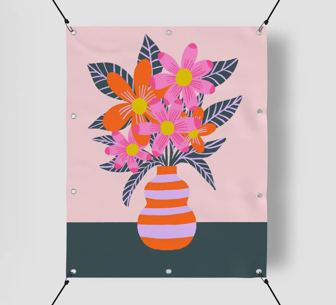 Fiori colorati in un vaso telo in pvc da Wackapacka