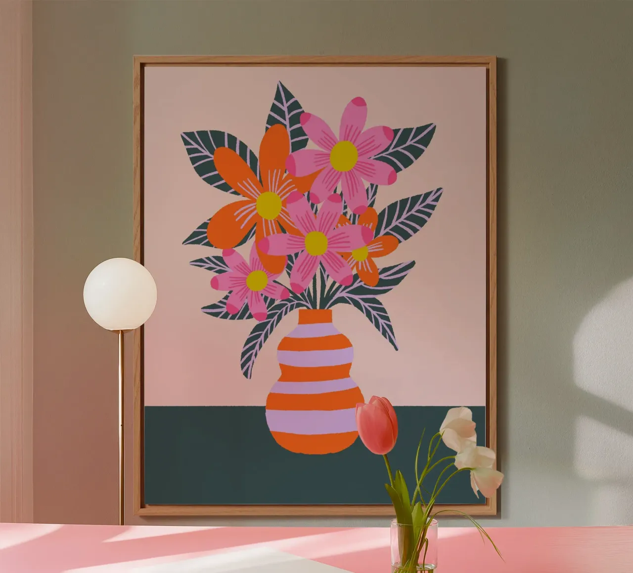 Fiori colorati in un vaso alluminio dibond da Wackapacka