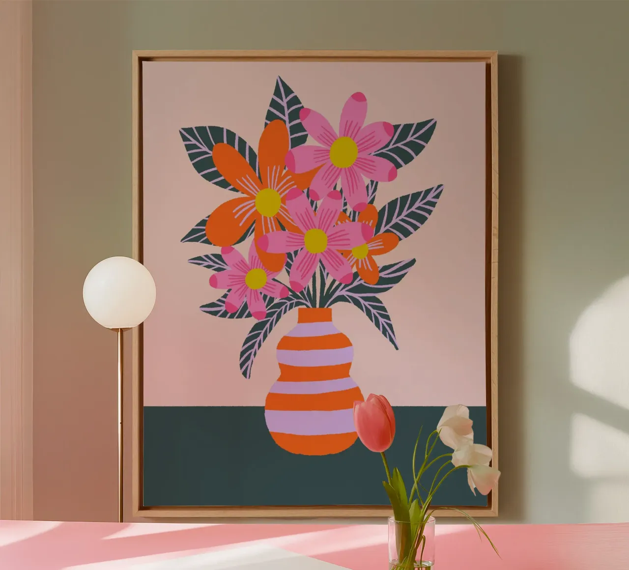 Fiori colorati in un vaso tela con Cornice a cassetta da Wackapacka