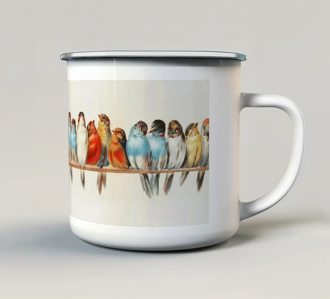 Uccelli Illustrazione d'epoca tazza in smalto da Venus Art