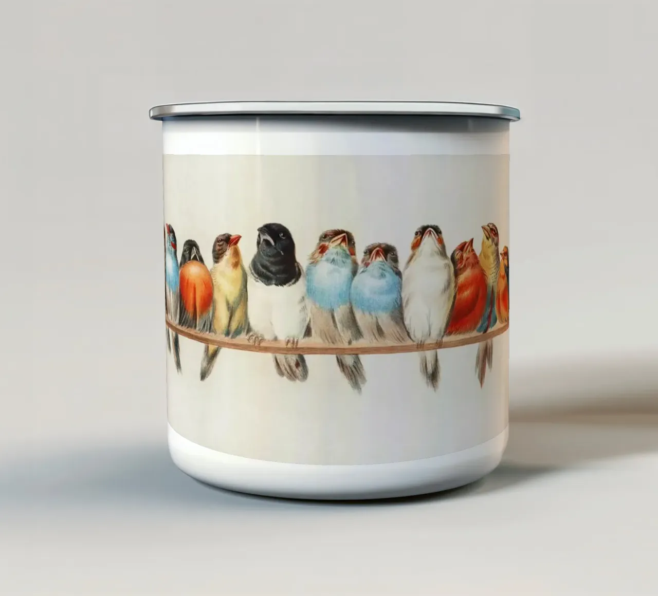 Uccelli Illustrazione d'epoca tazza in smalto da Venus Art