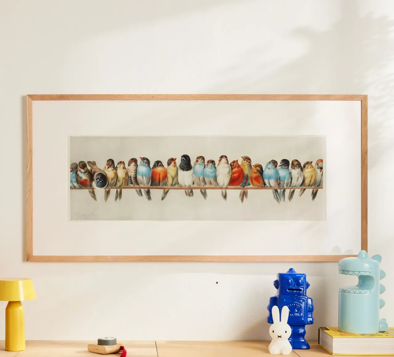 Uccelli Illustrazione d'epoca poster con telaio in plastica da Venus Art