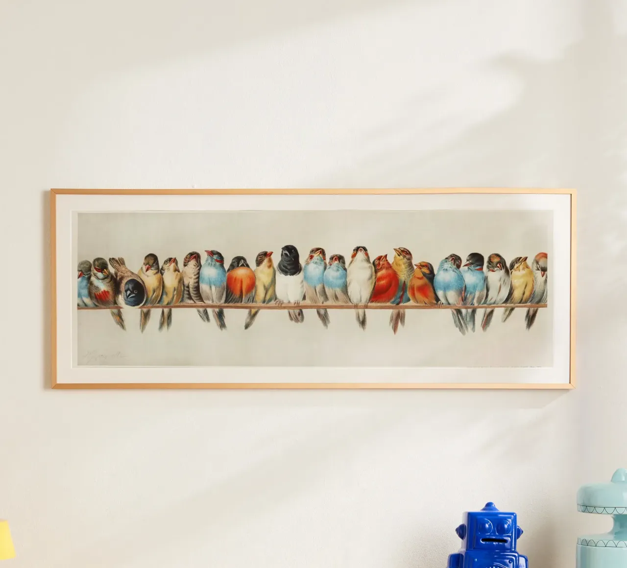 Uccelli Illustrazione d'epoca poster con telaio in plastica da Venus Art