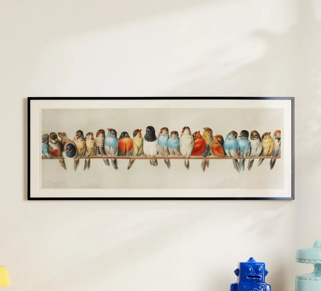 Uccelli Illustrazione d'epoca poster con telaio in plastica da Venus Art