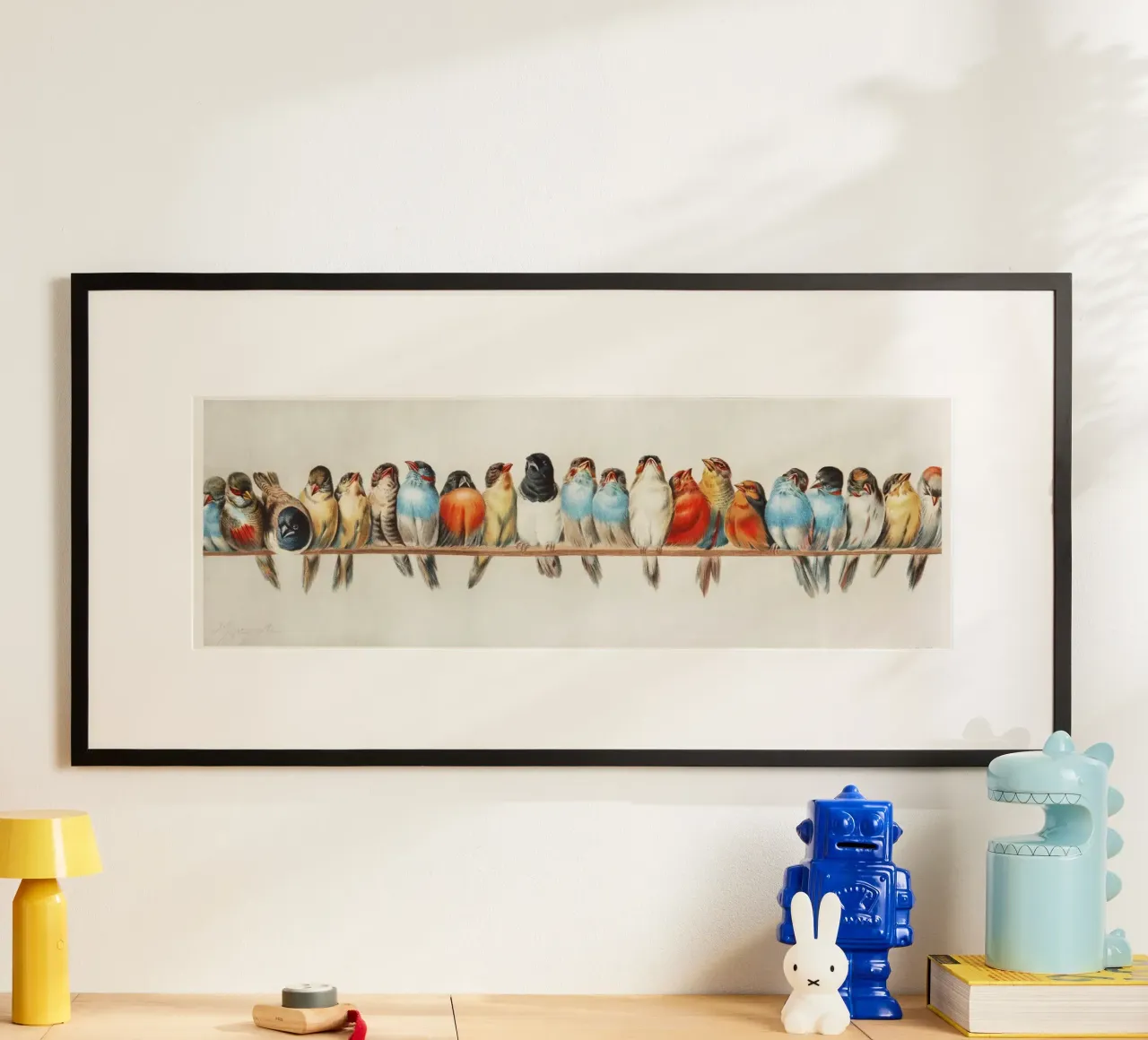 Uccelli Illustrazione d'epoca poster con telaio in plastica da Venus Art