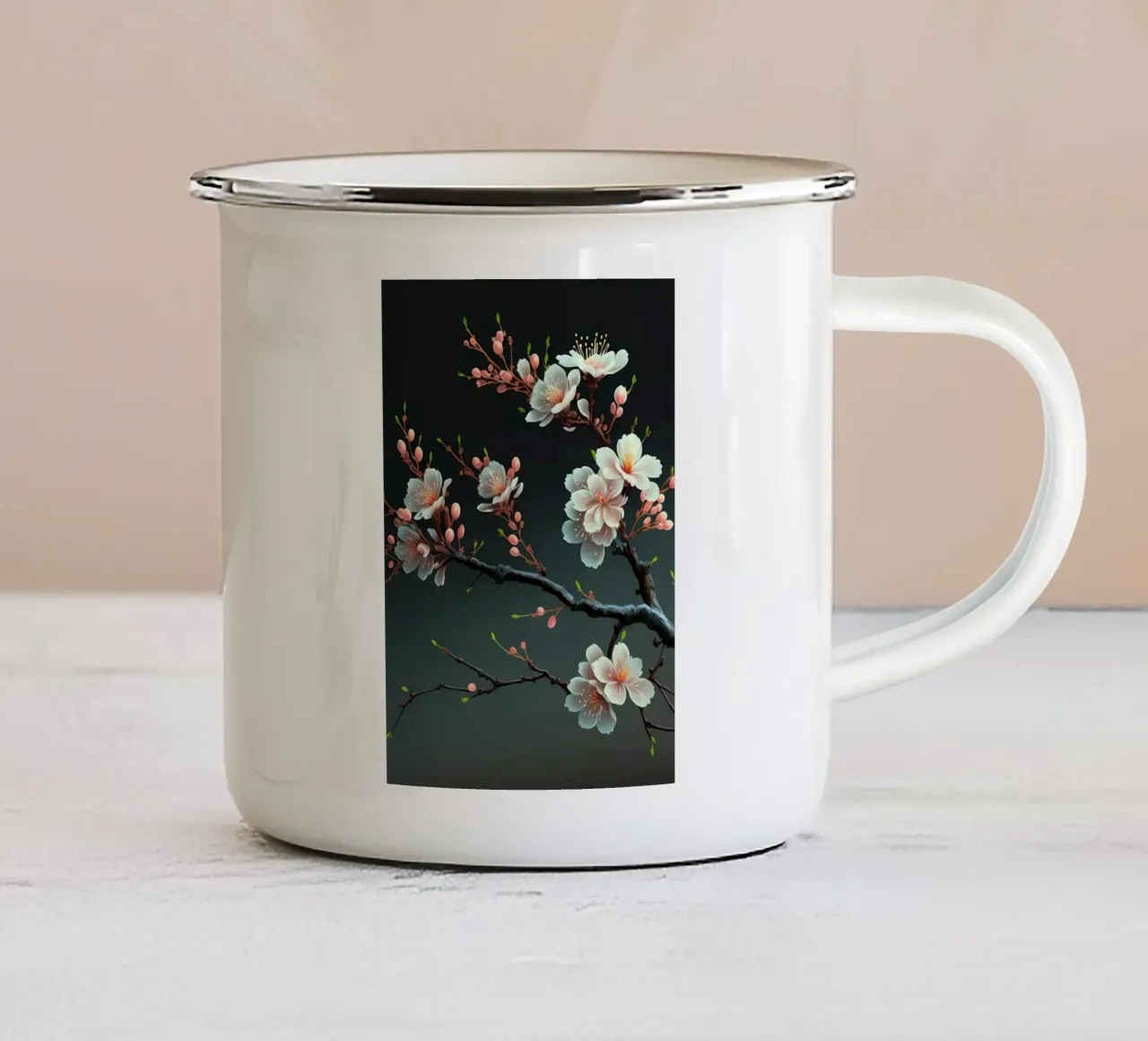 Fiori di ciliegio in Giappone tazza in smalto da Rebecca Clark Wyrick