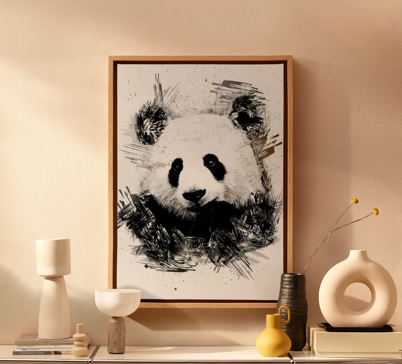 Pinturas de pandas lienzo con Marco flotante de James M Coyle