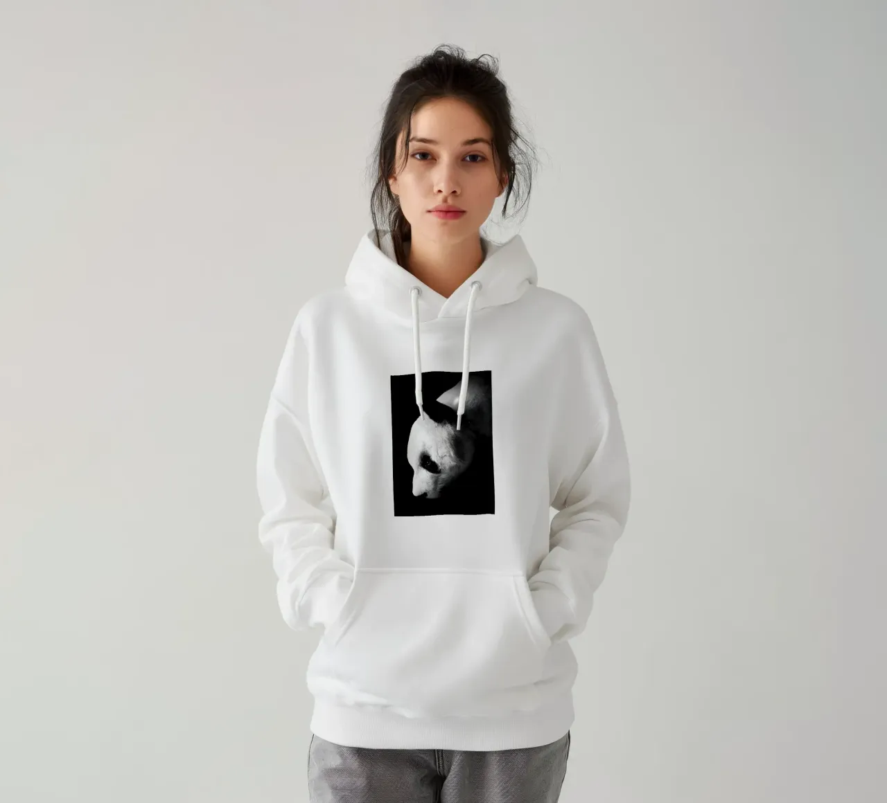 Immagine Panda in chiave Low Key felpa con cappuccio da James M Coyle