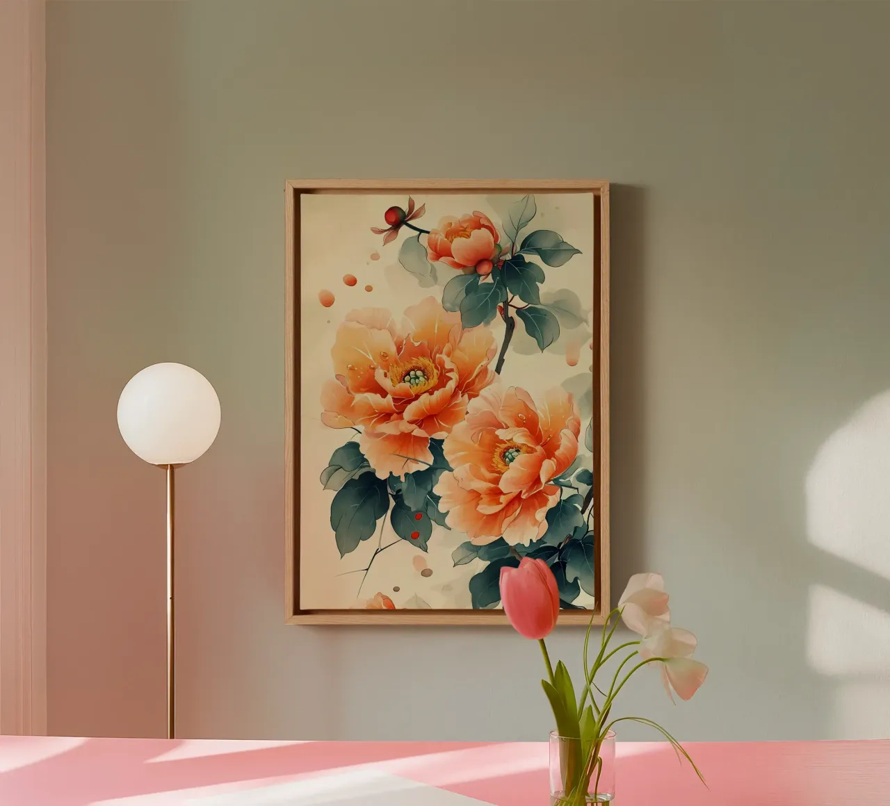 Fiori acquerellati tela con Cornice a cassetta da Rebecca Clark Wyrick