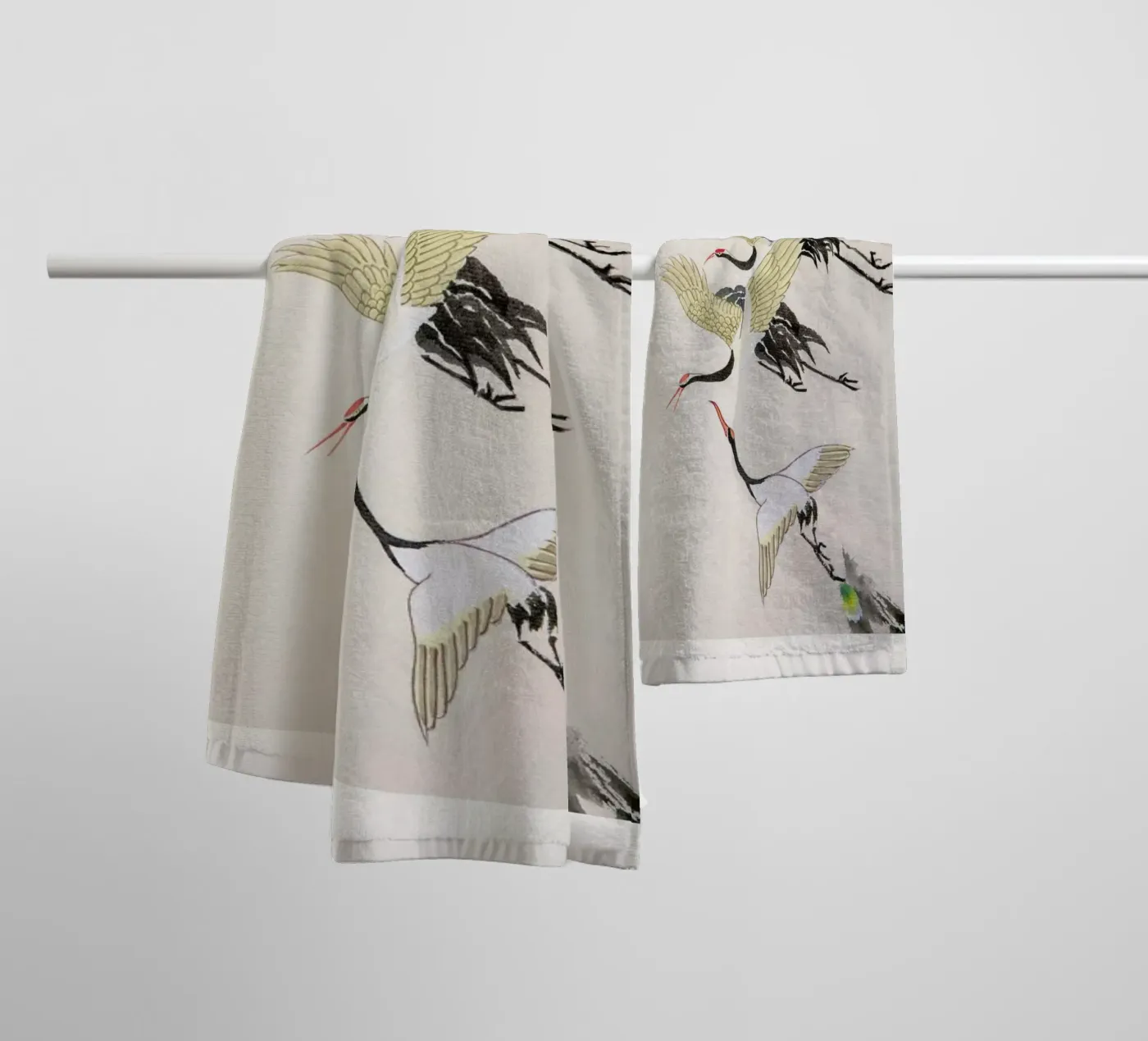 Swooping Cranes towel by Flora & Fauna