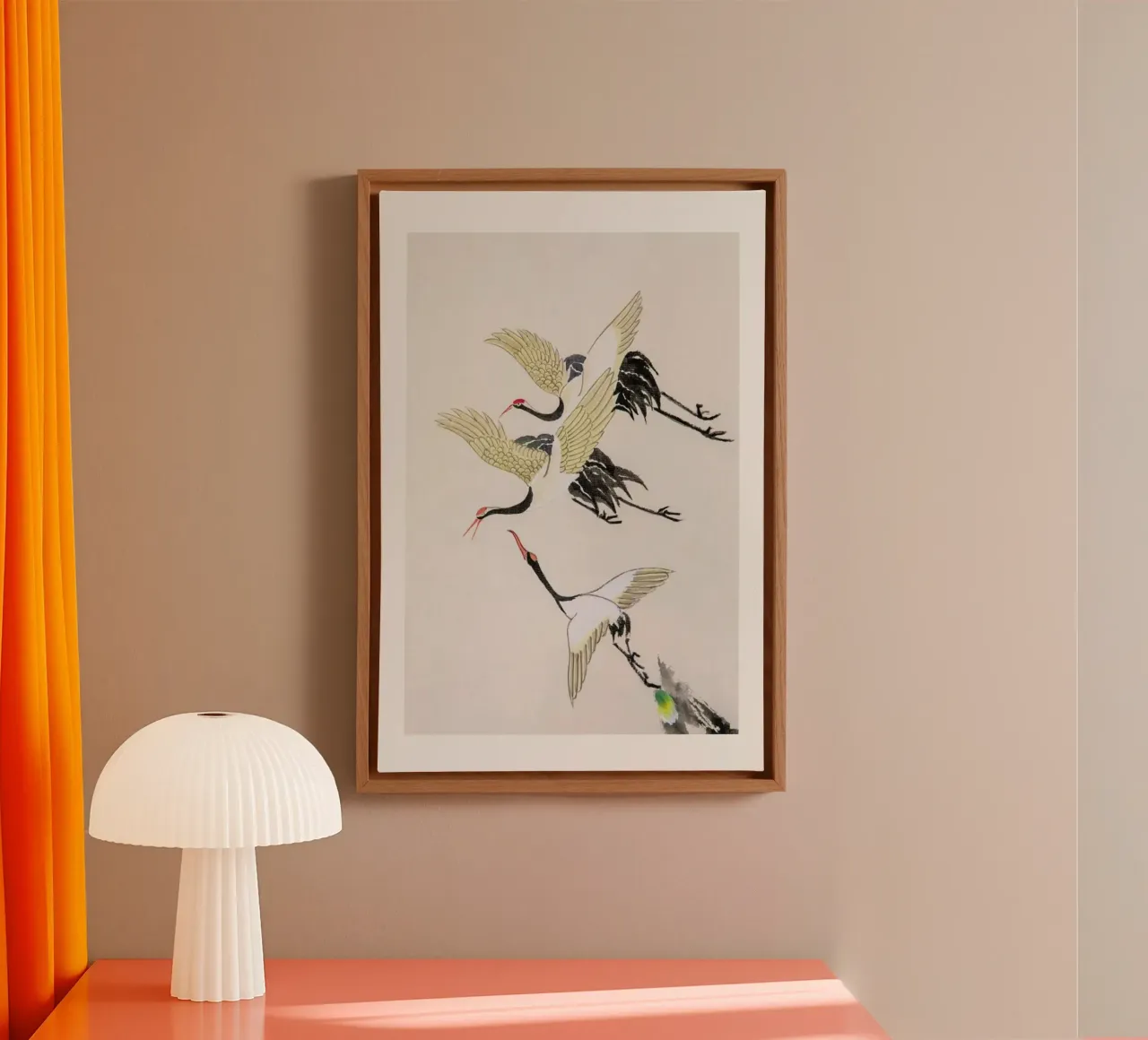 Swooping Cranes tela con Cornice a cassetta da Flora & Fauna