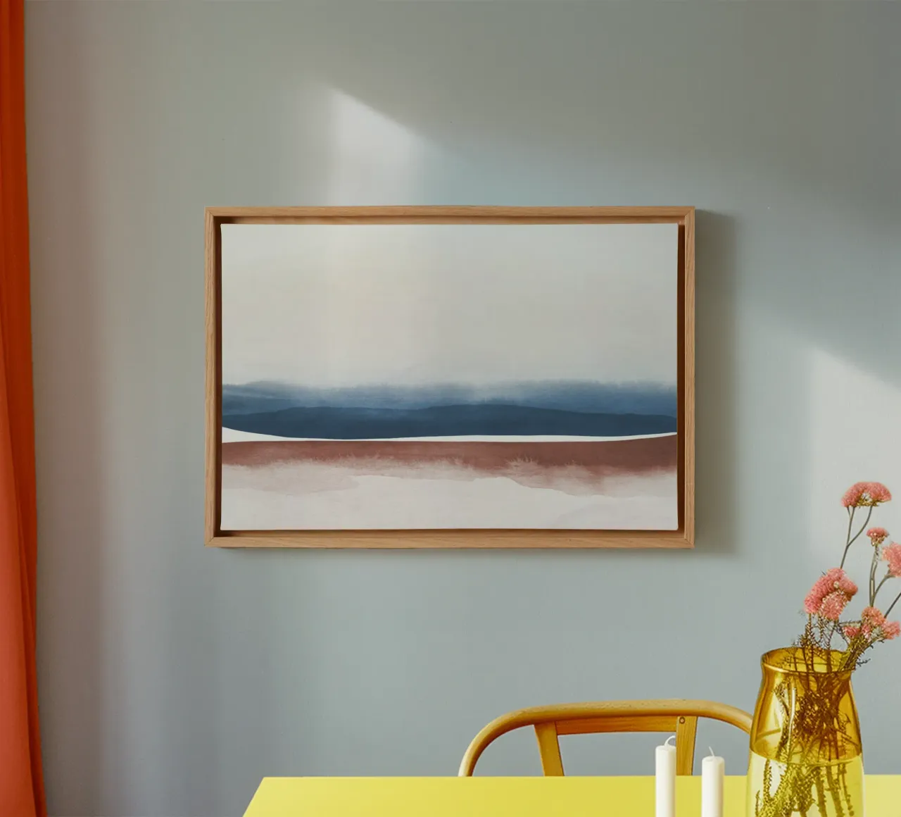 Paesaggio astratto ad acquerello 3 tela con Cornice a cassetta da NouveauPrints
