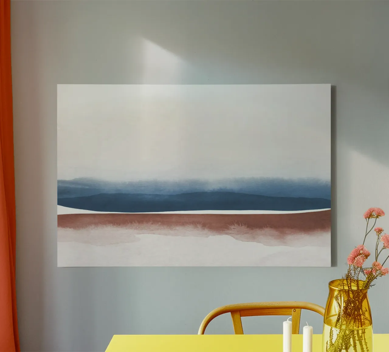Paesaggio astratto ad acquerello 3 tela con Cornice a cassetta da NouveauPrints