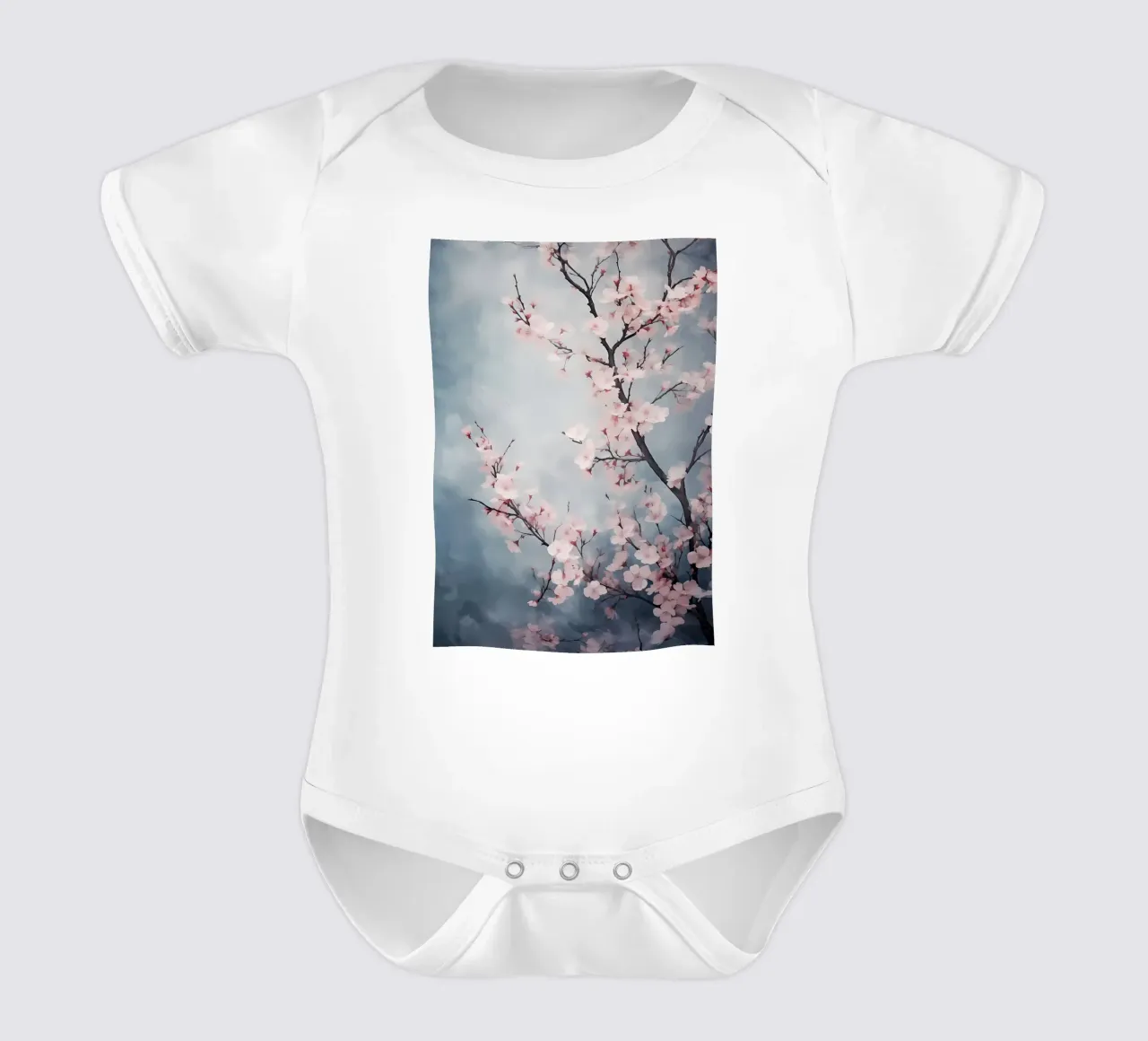 Sakura in volo body neonato maniche corte da Rebecca Clark Wyrick