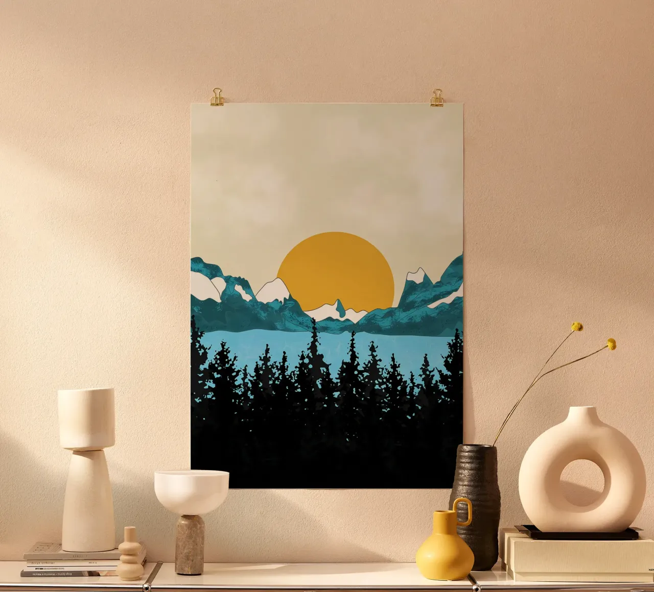 Neve al chiaro di luna poster con telaio in alluminio da Albert S Jacob