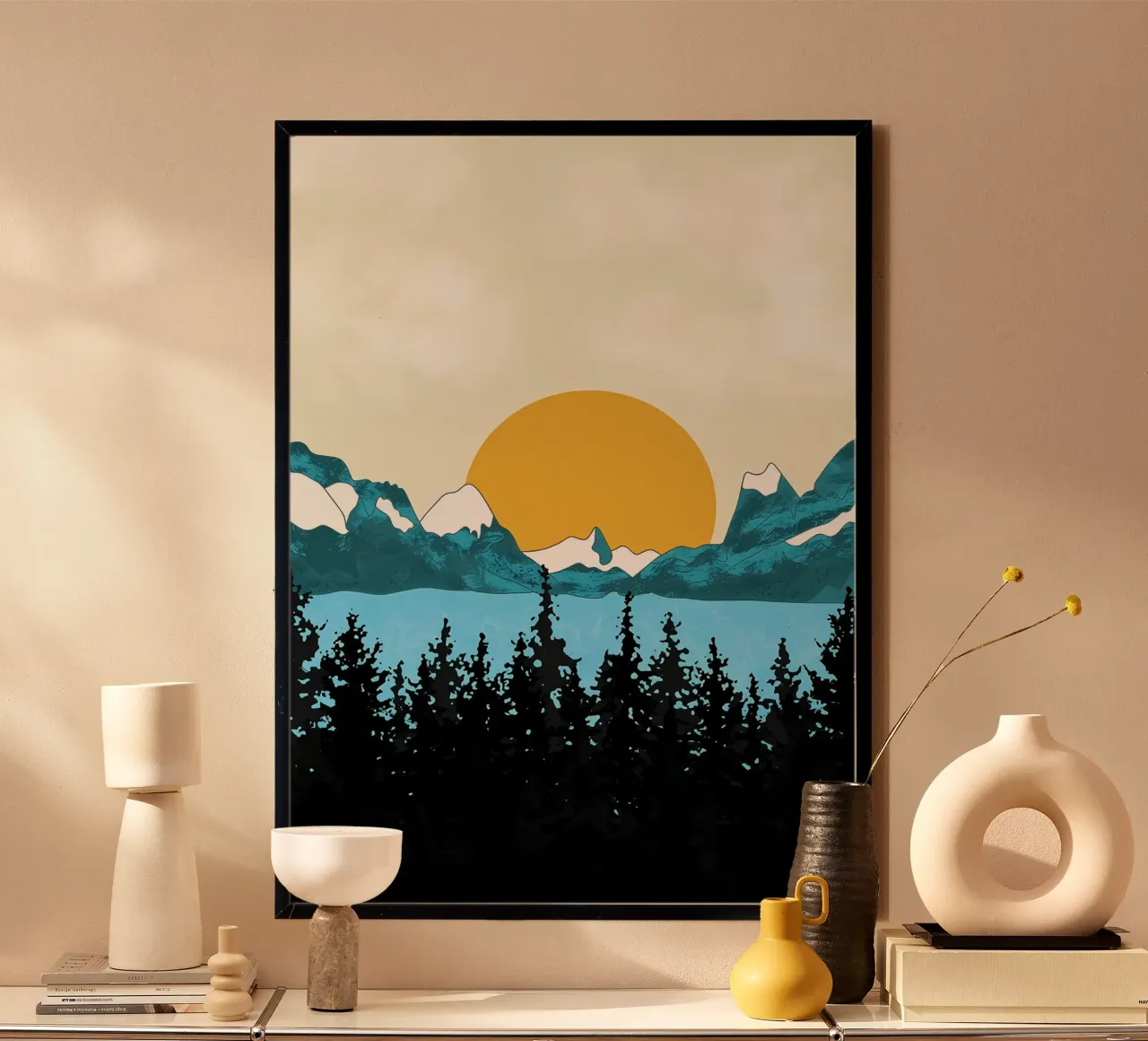 Neve al chiaro di luna poster con telaio in alluminio da Albert S Jacob