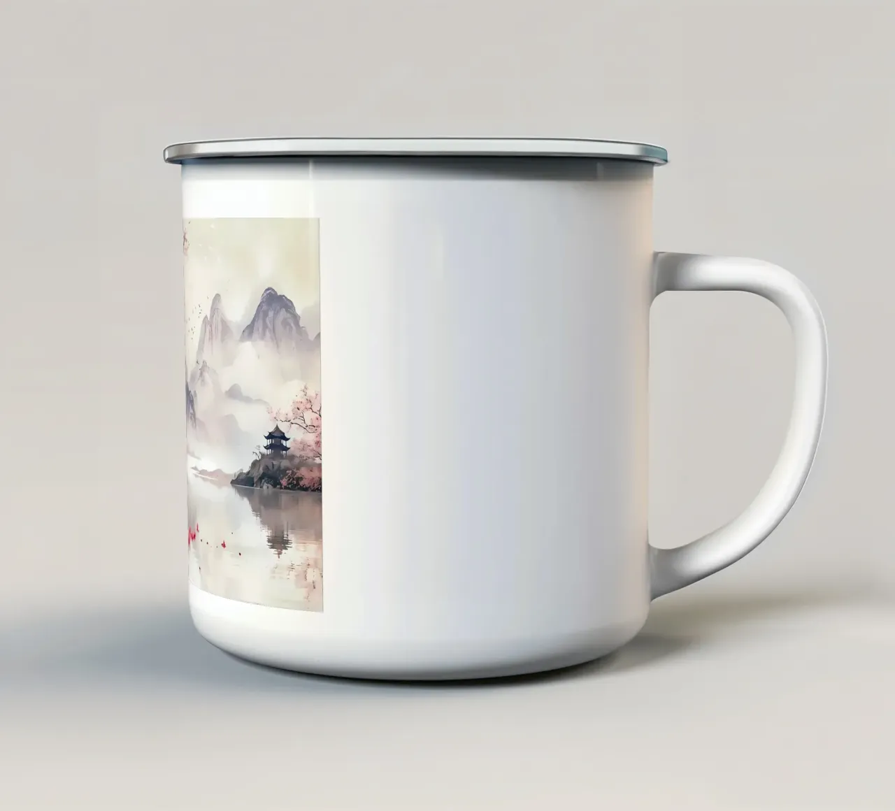 ciliegio in fiore in Giappone tazza in smalto da Rebecca Clark Wyrick
