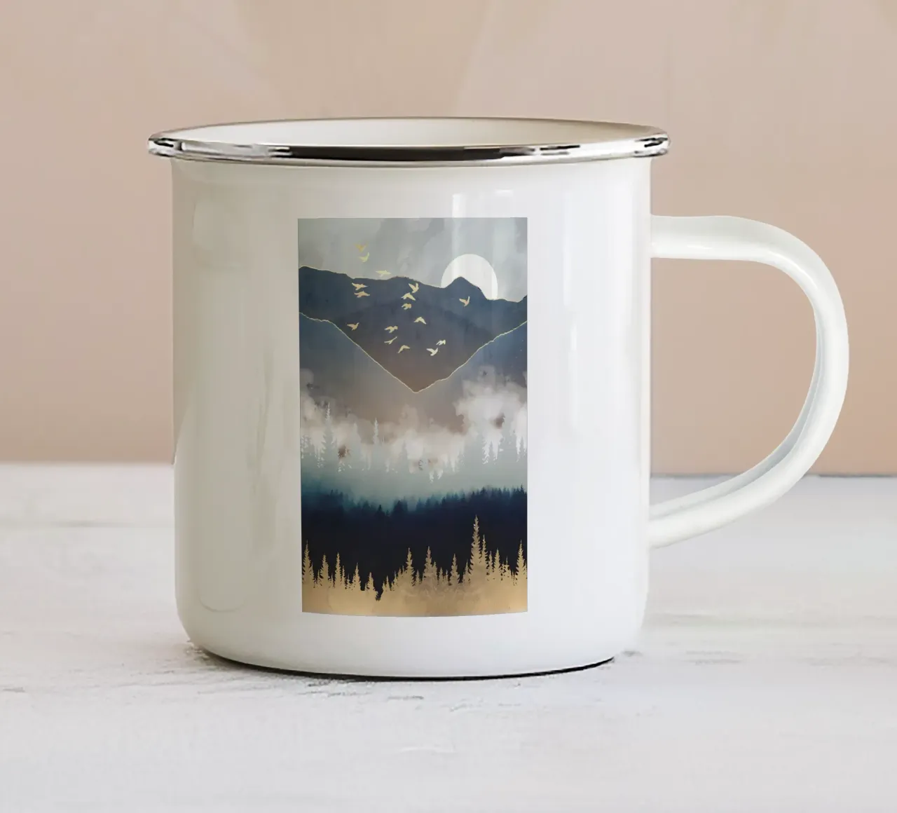 montagne all'alba tazza in smalto da Albert S Jacob