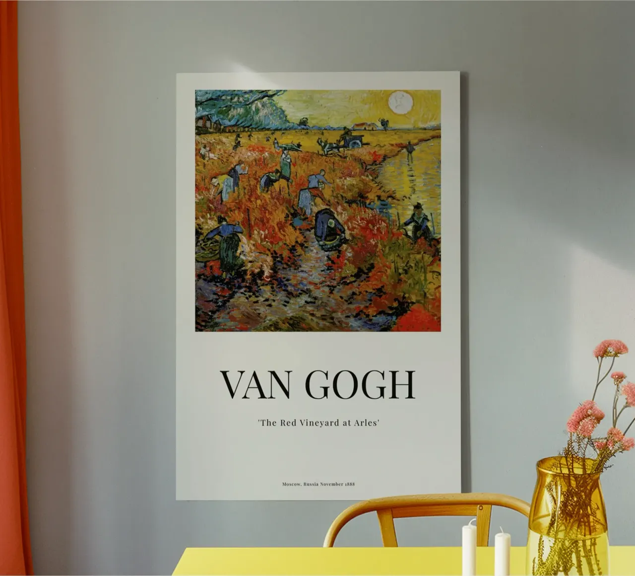 van Gogh - The Red Vineyard at Arles canvas met Baklijst van ARTOTHEK