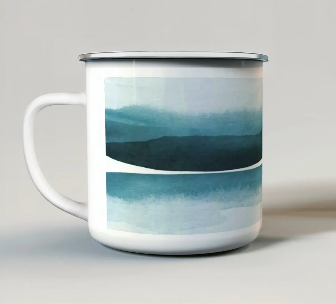 Paesaggio astratto ad acquerello 4 tazza in smalto da NouveauPrints