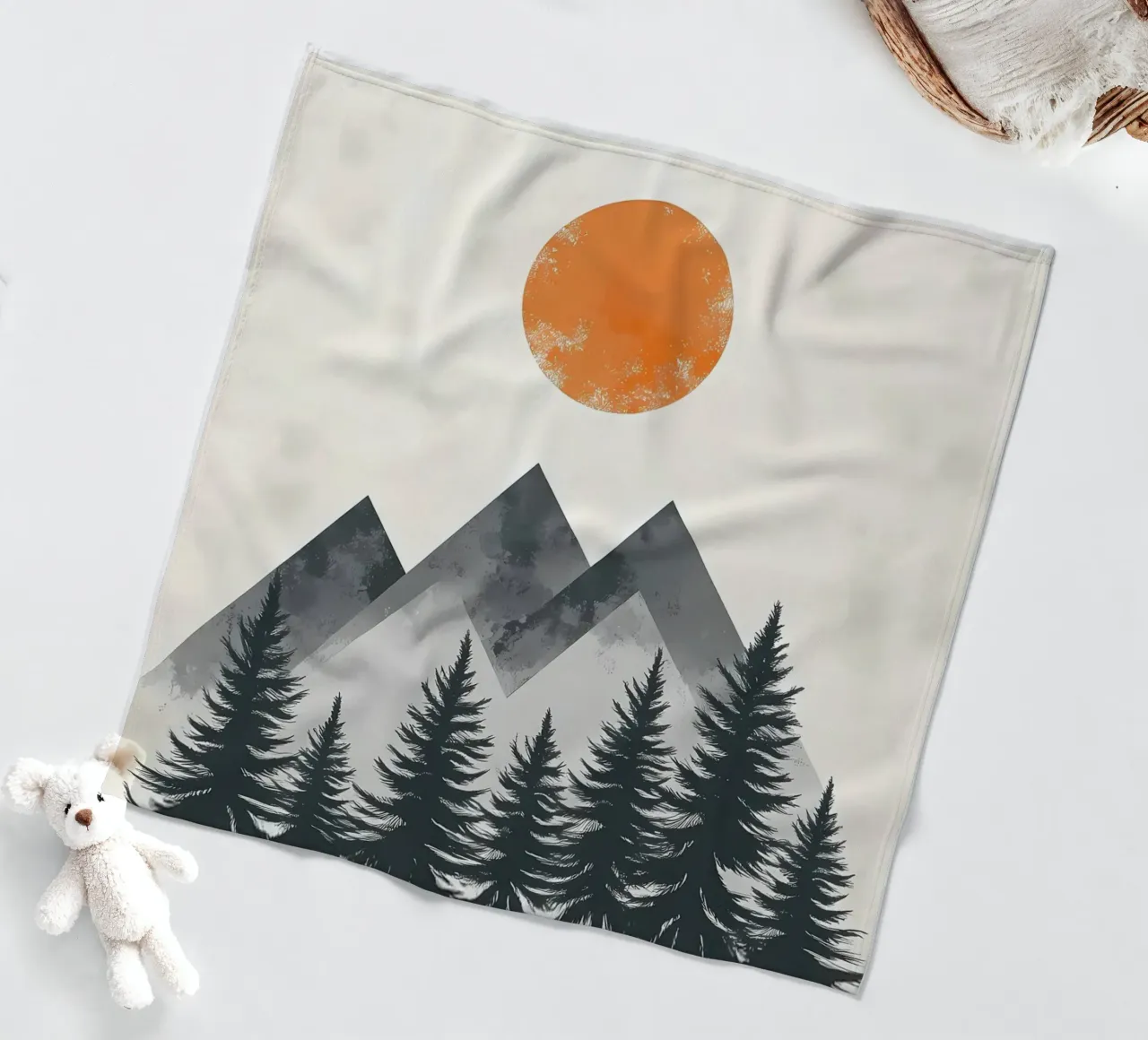 Mountainous Forest Sunset fleece blanket by Albert S Jacob