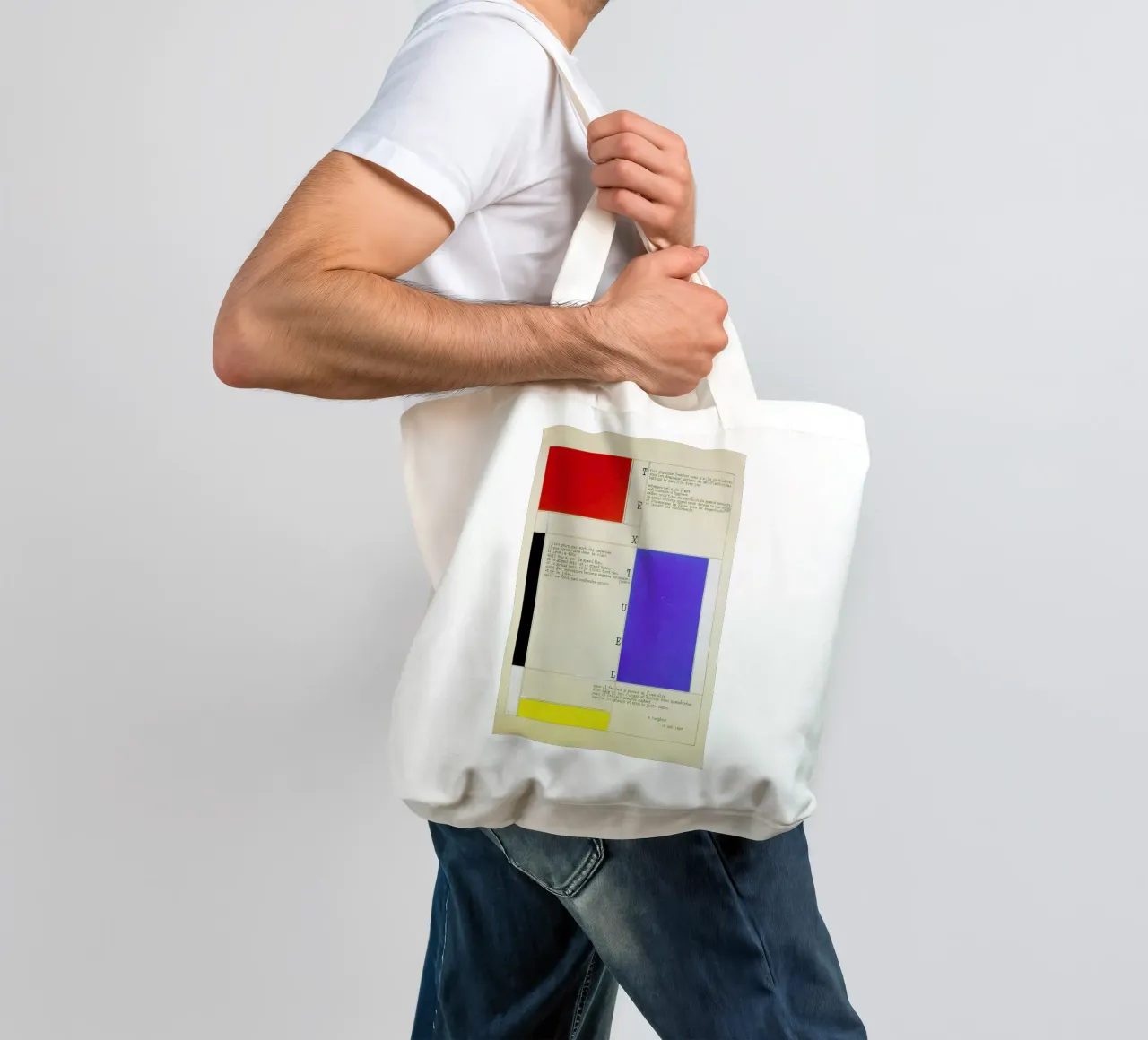 Mondrian - Textuel  (Text by M.Seuphor) borsa in juta da ARTOTHEK