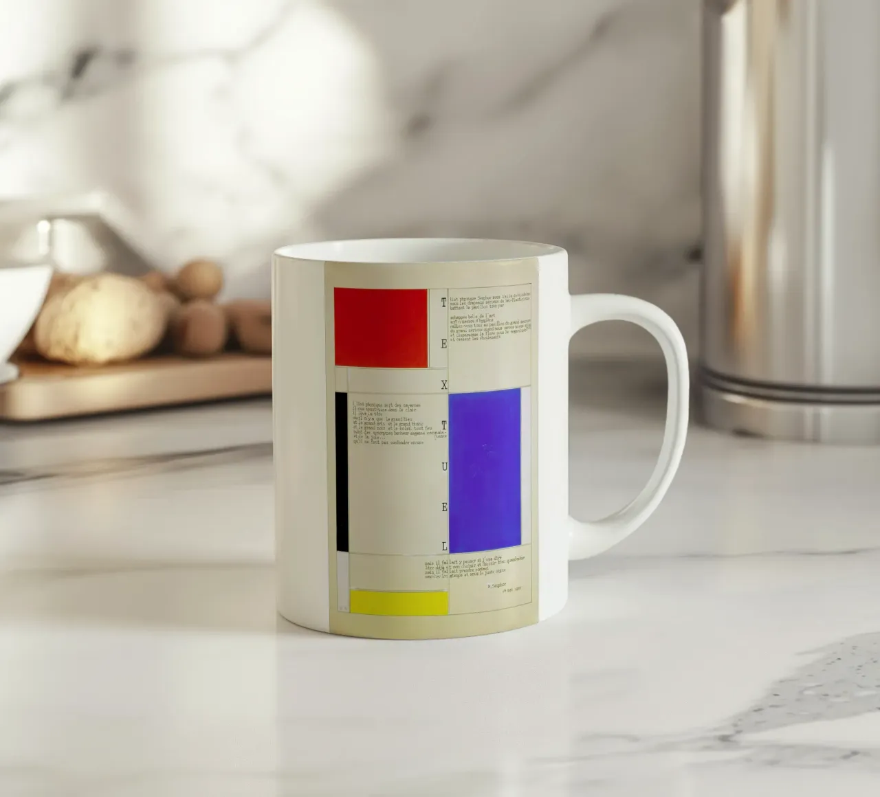 Mondrian - Textuel  (Text by M.Seuphor) tazza in ceramica da ARTOTHEK