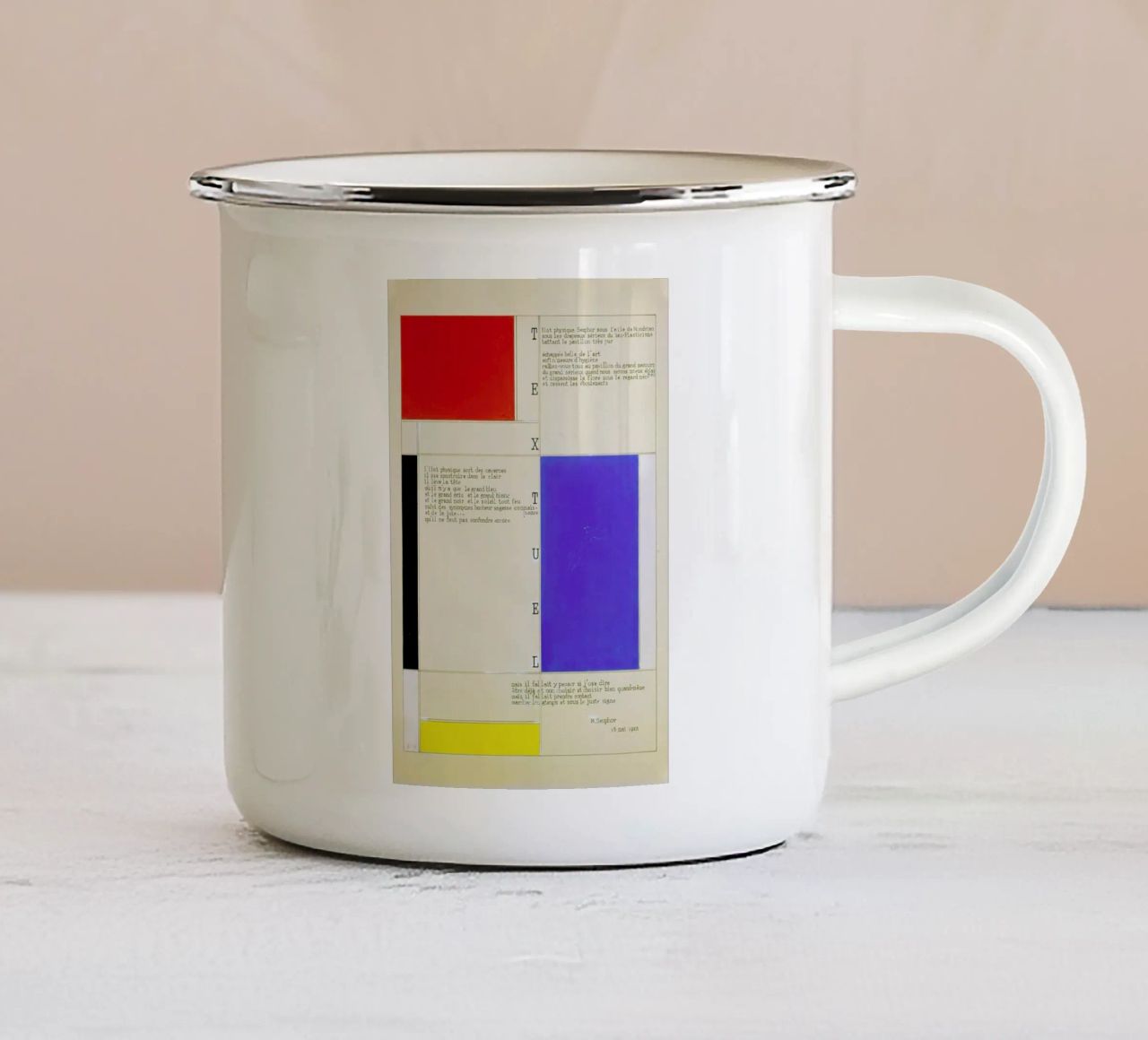 Mondrian - Textuel  (Text by M.Seuphor) tazza in smalto da ARTOTHEK