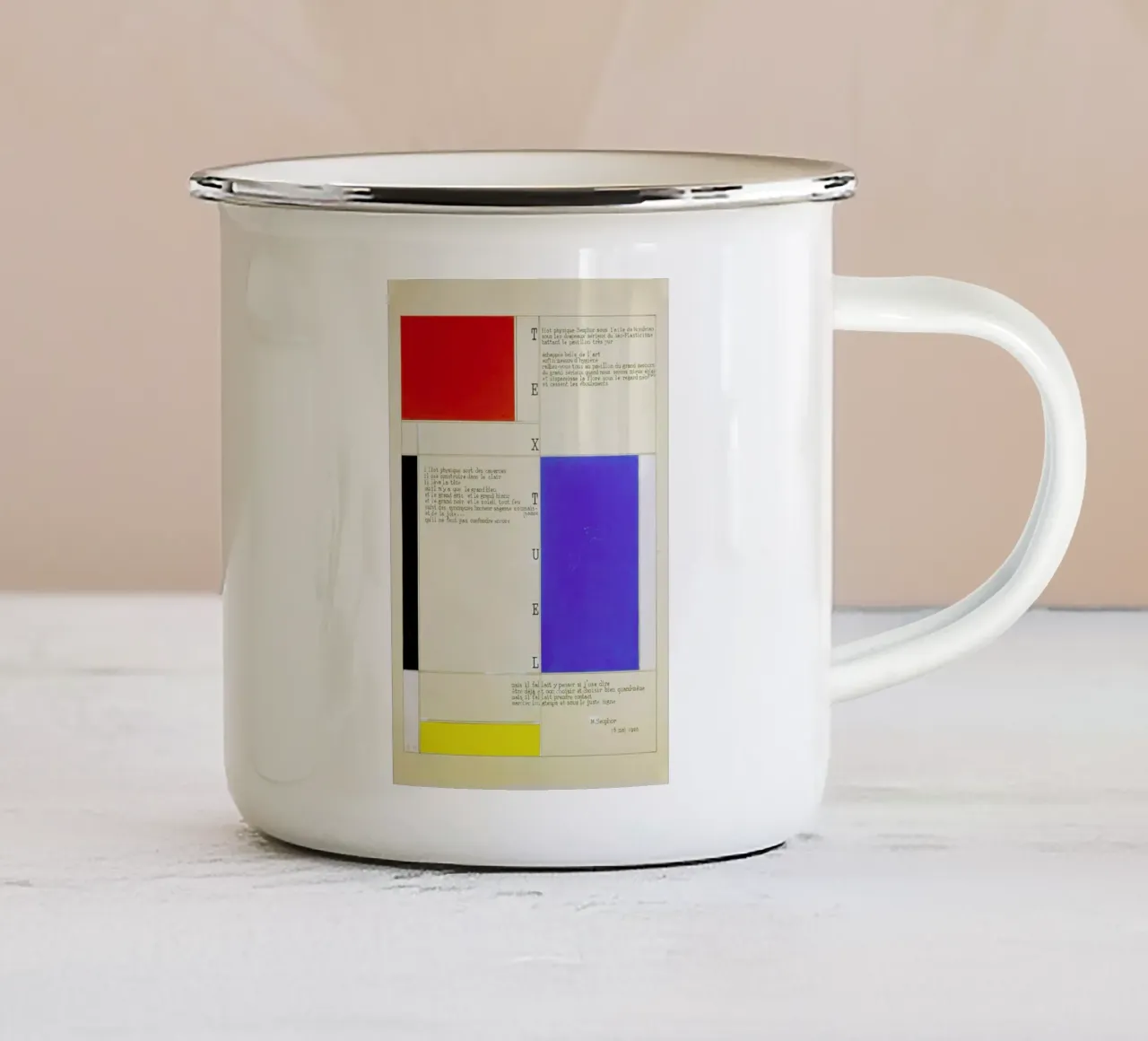 Mondrian - Textuel  (Text by M.Seuphor) Emaille Tasse von ARTOTHEK