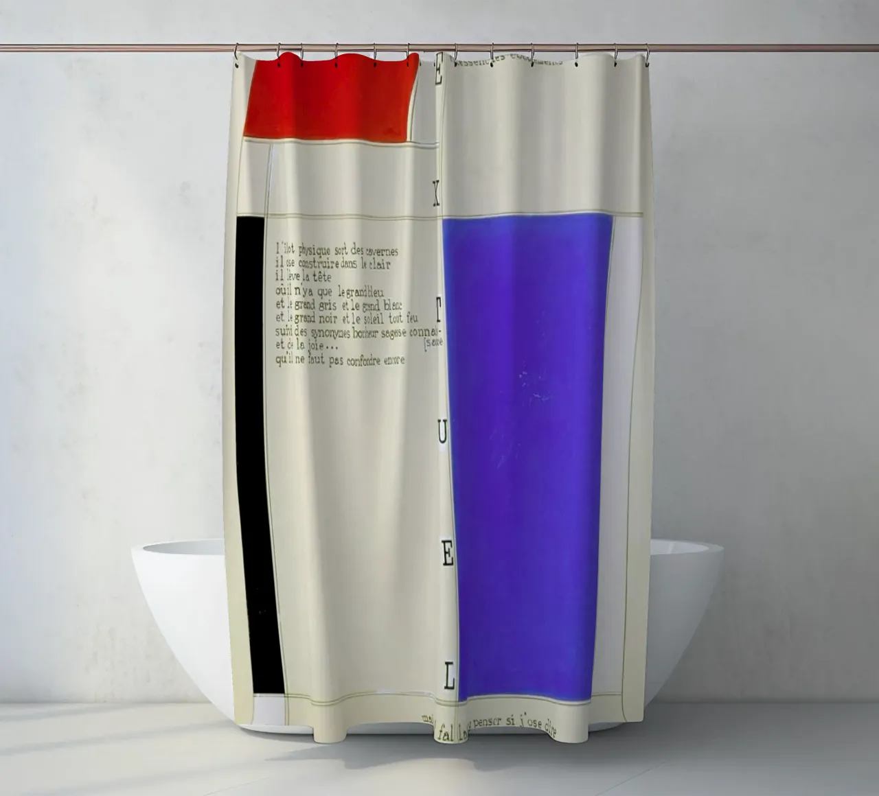 Mondrian - Textuel  (Text by M.Seuphor) tenda da doccia da ARTOTHEK