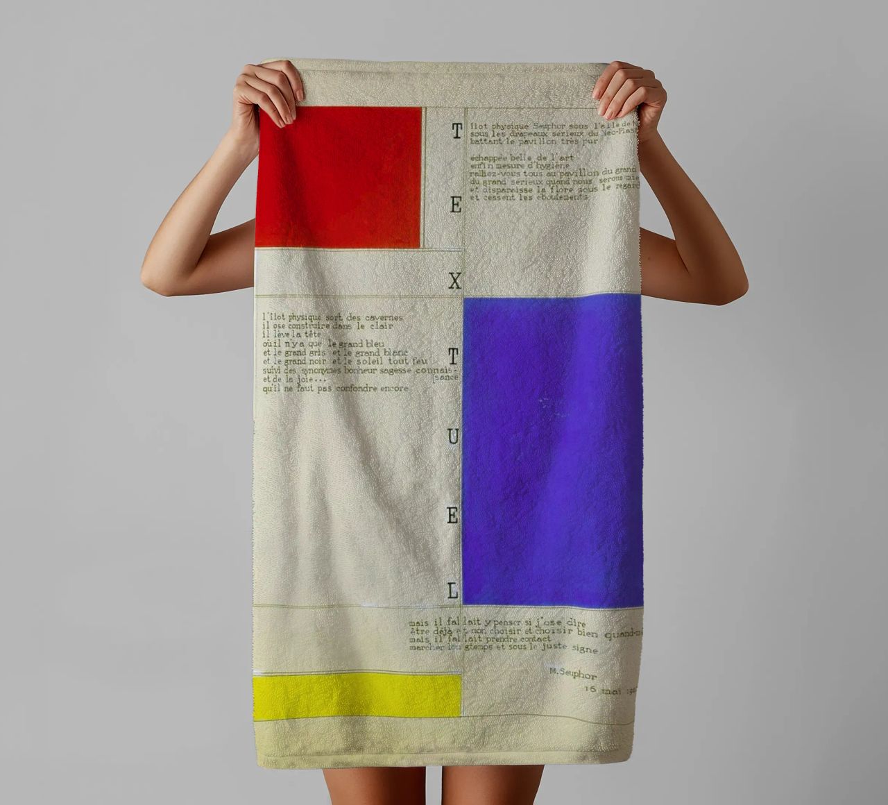 Mondrian - Textuel  (Text by M.Seuphor) asciugamano da bagno da ARTOTHEK