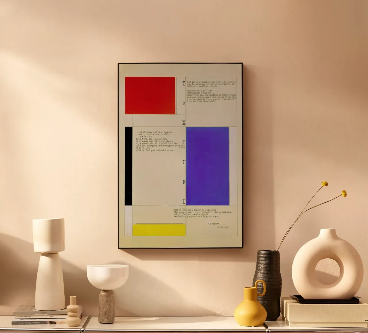 Mondrian - Textuel  (Text by M.Seuphor) pannello forex da ARTOTHEK