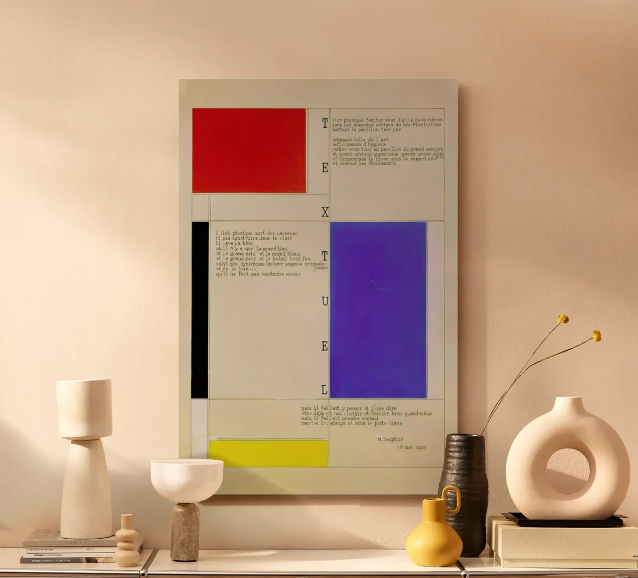 Mondrian - Textuel  (Text by M.Seuphor) pannello forex da ARTOTHEK