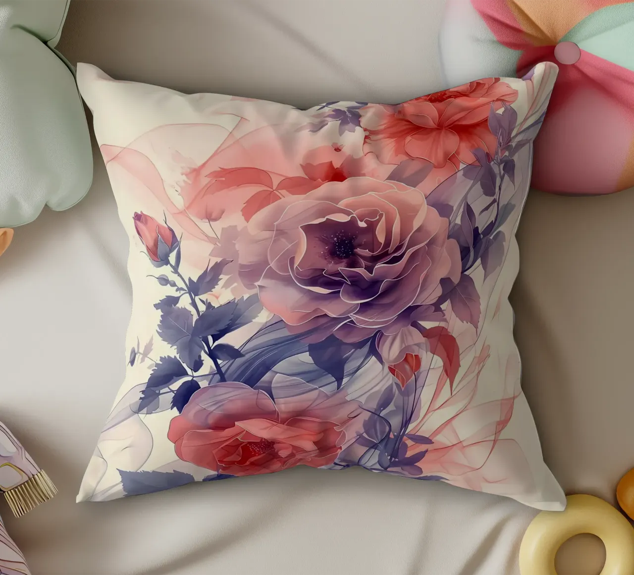 Rose Acquerello cuscino da Rebecca Clark Wyrick