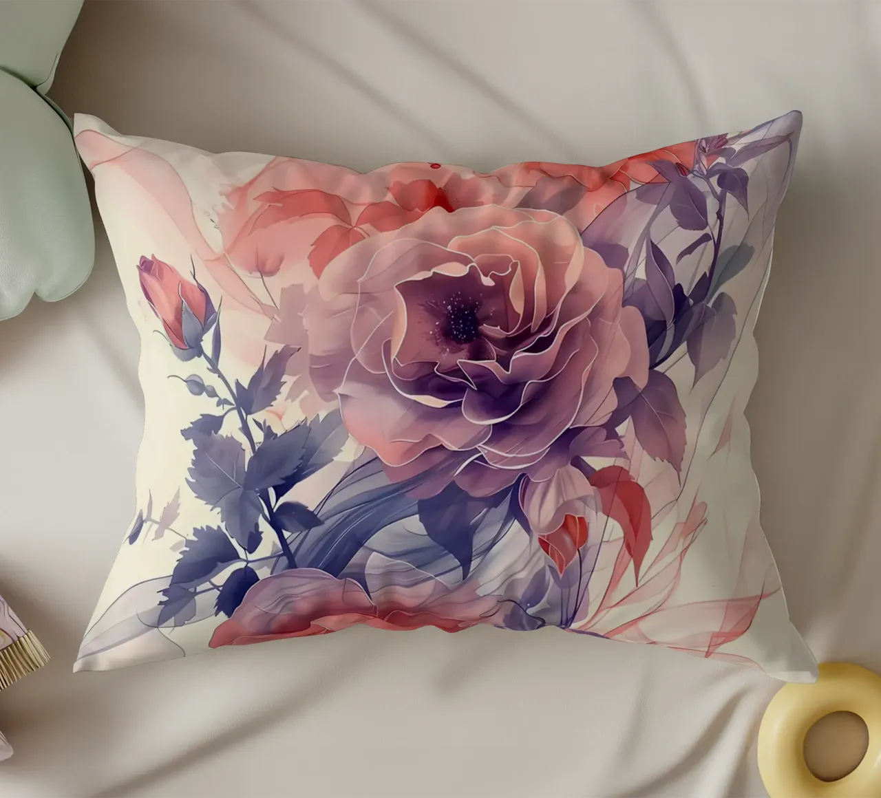 Rose Acquerello cuscino da Rebecca Clark Wyrick