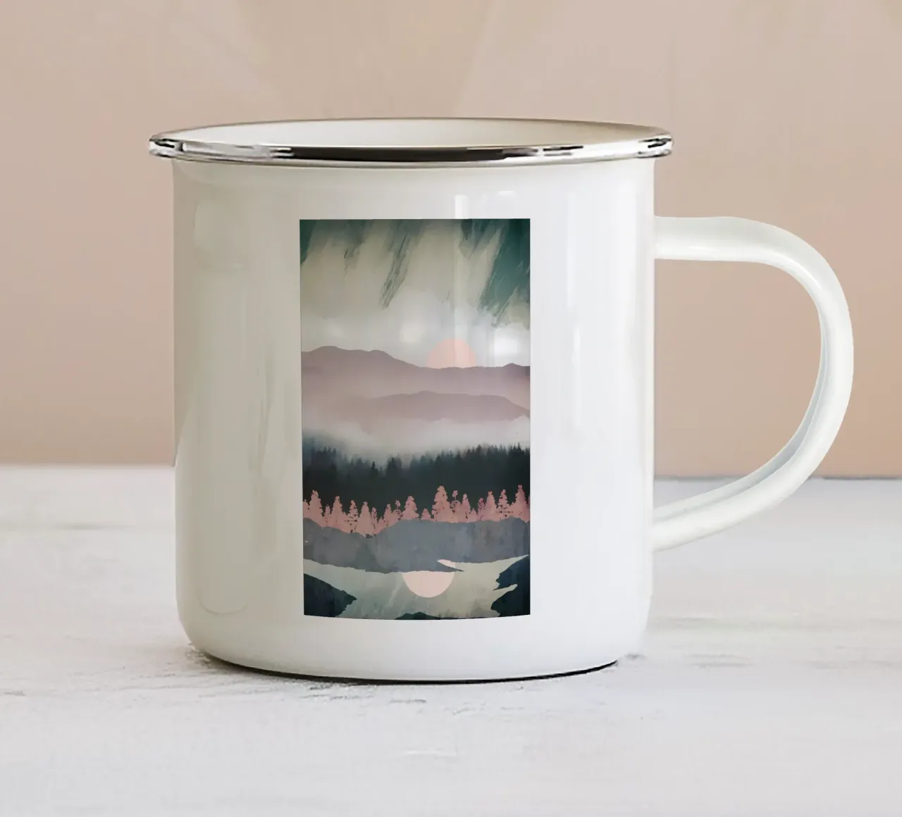 Fiume d'autunno tazza in smalto da Albert S Jacob
