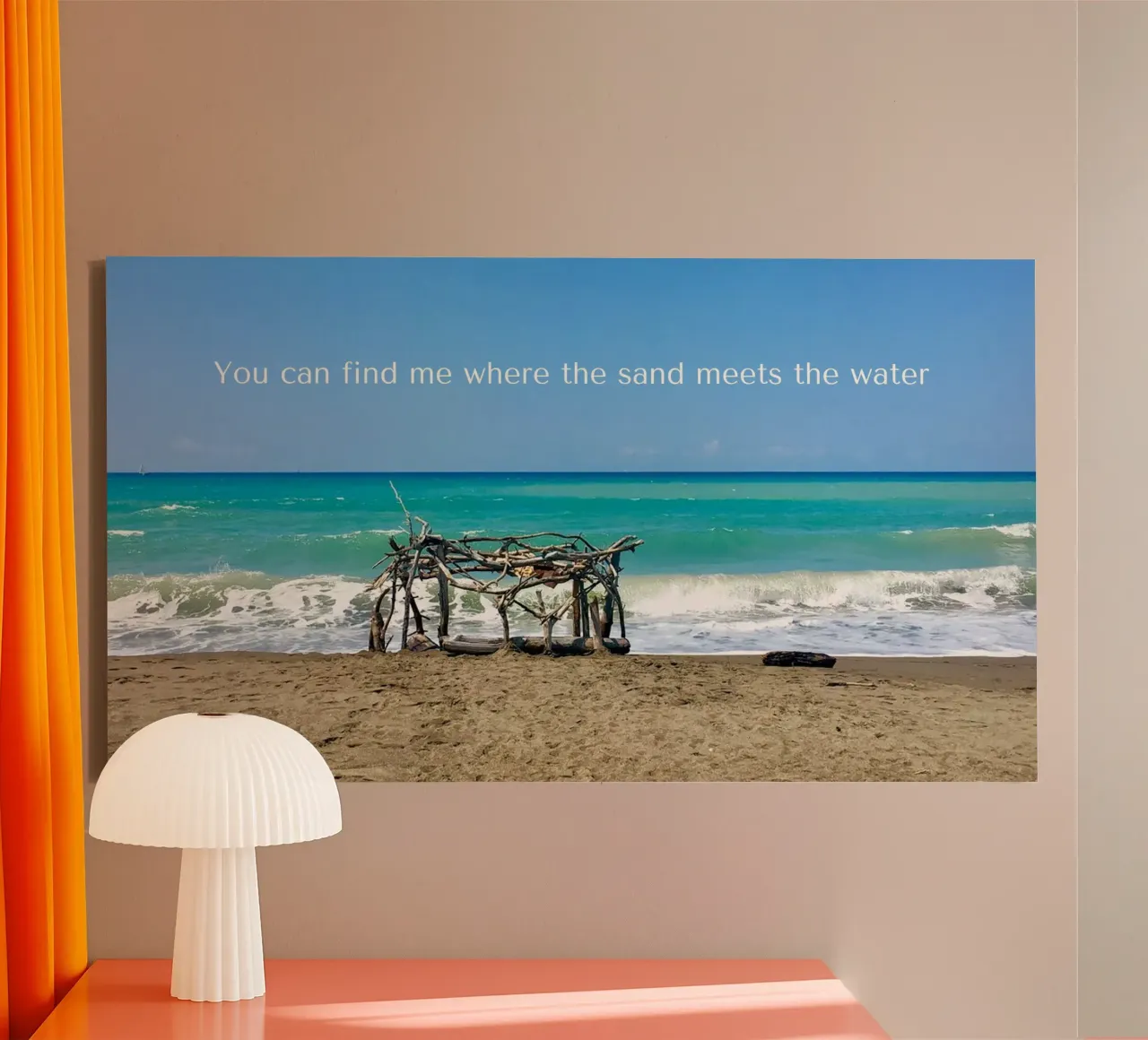 You can find me where the sand meets the water tela con Cornice a cassetta da Happy 😃 Art 🎨 by Christine Schnoell