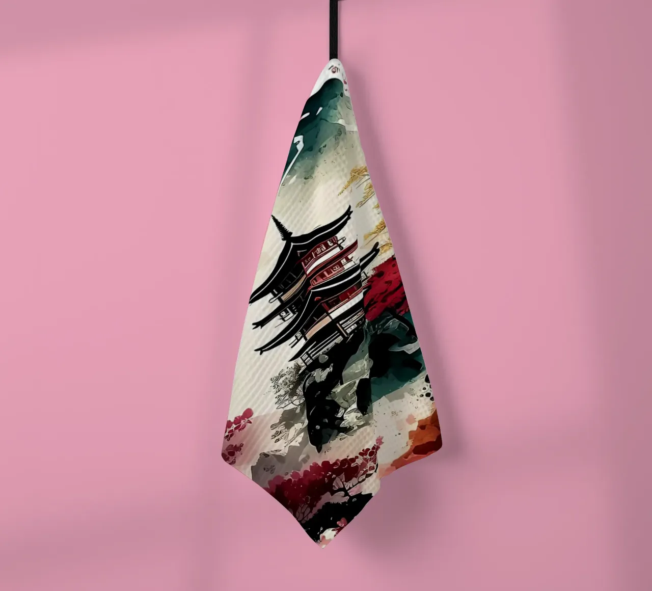 Japan Landscapes tea towel by Rebecca Clark Wyrick