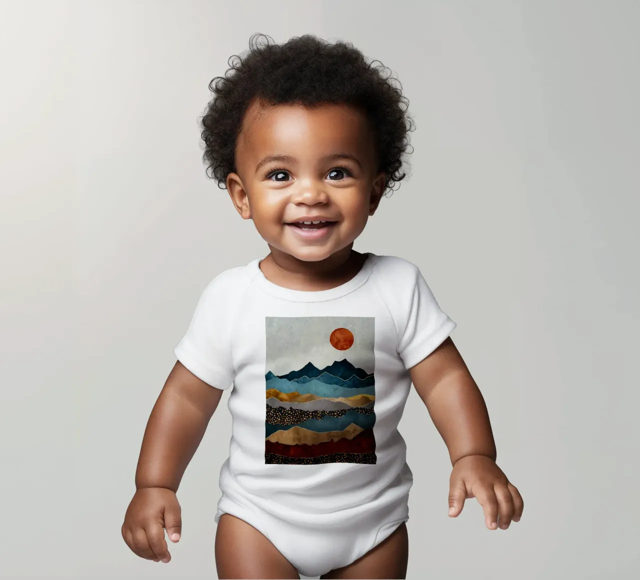 Abstract Mountain View short-sleeve baby romper by Albert S Jacob